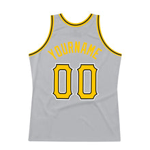 Load image into Gallery viewer, Custom Silver Gray Gold-Black Authentic Throwback Basketball Jersey
