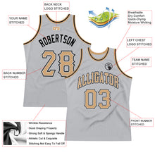 Load image into Gallery viewer, Custom Silver Gray Old Gold-Black Authentic Throwback Basketball Jersey
