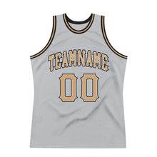 Load image into Gallery viewer, Custom Silver Gray Old Gold-Black Authentic Throwback Basketball Jersey
