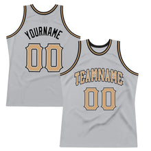 Load image into Gallery viewer, Custom Silver Gray Old Gold-Black Authentic Throwback Basketball Jersey
