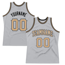 Load image into Gallery viewer, Custom Silver Gray Old Gold-Black Authentic Throwback Basketball Jersey

