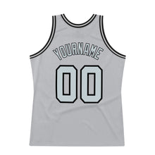 Load image into Gallery viewer, Custom Silver Gray Silver-Black Authentic Throwback Basketball Jersey
