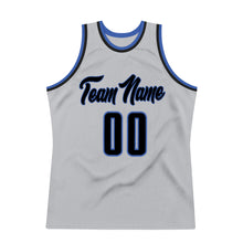 Load image into Gallery viewer, Custom Silver Gray Navy-Blue Authentic Throwback Basketball Jersey
