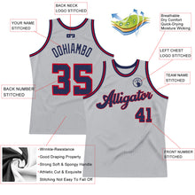 Load image into Gallery viewer, Custom Silver Gray Navy-Red Authentic Throwback Basketball Jersey
