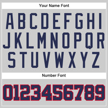 Load image into Gallery viewer, Custom Silver Gray Navy-Red Authentic Throwback Basketball Jersey
