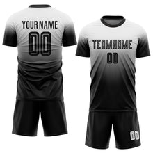 Load image into Gallery viewer, Custom White Black Sublimation Fade Fashion Soccer Uniform Jersey
