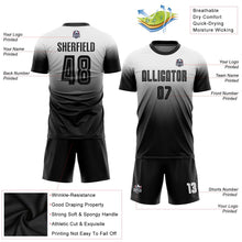 Load image into Gallery viewer, Custom White Black Sublimation Fade Fashion Soccer Uniform Jersey
