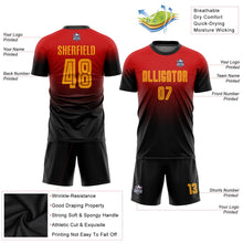 Load image into Gallery viewer, Custom Red Gold-Black Sublimation Fade Fashion Soccer Uniform Jersey
