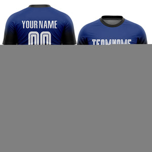 Custom Royal White-Black Sublimation Fade Fashion Soccer Uniform Jersey