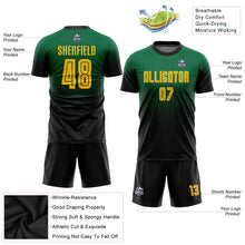 Load image into Gallery viewer, Custom Kelly Green Gold-Black Sublimation Fade Fashion Soccer Uniform Jersey
