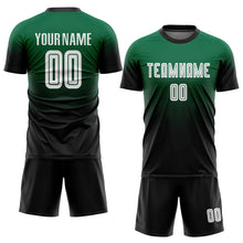 Load image into Gallery viewer, Custom Kelly Green White-Black Sublimation Fade Fashion Soccer Uniform Jersey
