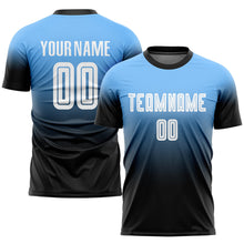Load image into Gallery viewer, Custom Powder Blue White-Black Sublimation Fade Fashion Soccer Uniform Jersey
