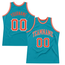 Load image into Gallery viewer, Custom Teal Orange-Silver Gray Authentic Throwback Basketball Jersey
