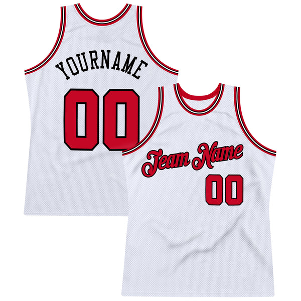 FANSIDEA Custom Light Blue Red-White Round Neck Rib-Knit Basketball Jersey Men's Size:L