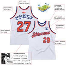 Load image into Gallery viewer, Custom White Orange-Royal Authentic Throwback Basketball Jersey
