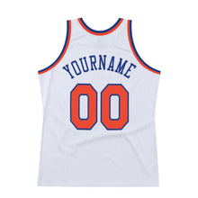 Load image into Gallery viewer, Custom White Orange-Royal Authentic Throwback Basketball Jersey

