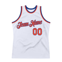 Load image into Gallery viewer, Custom White Orange-Royal Authentic Throwback Basketball Jersey
