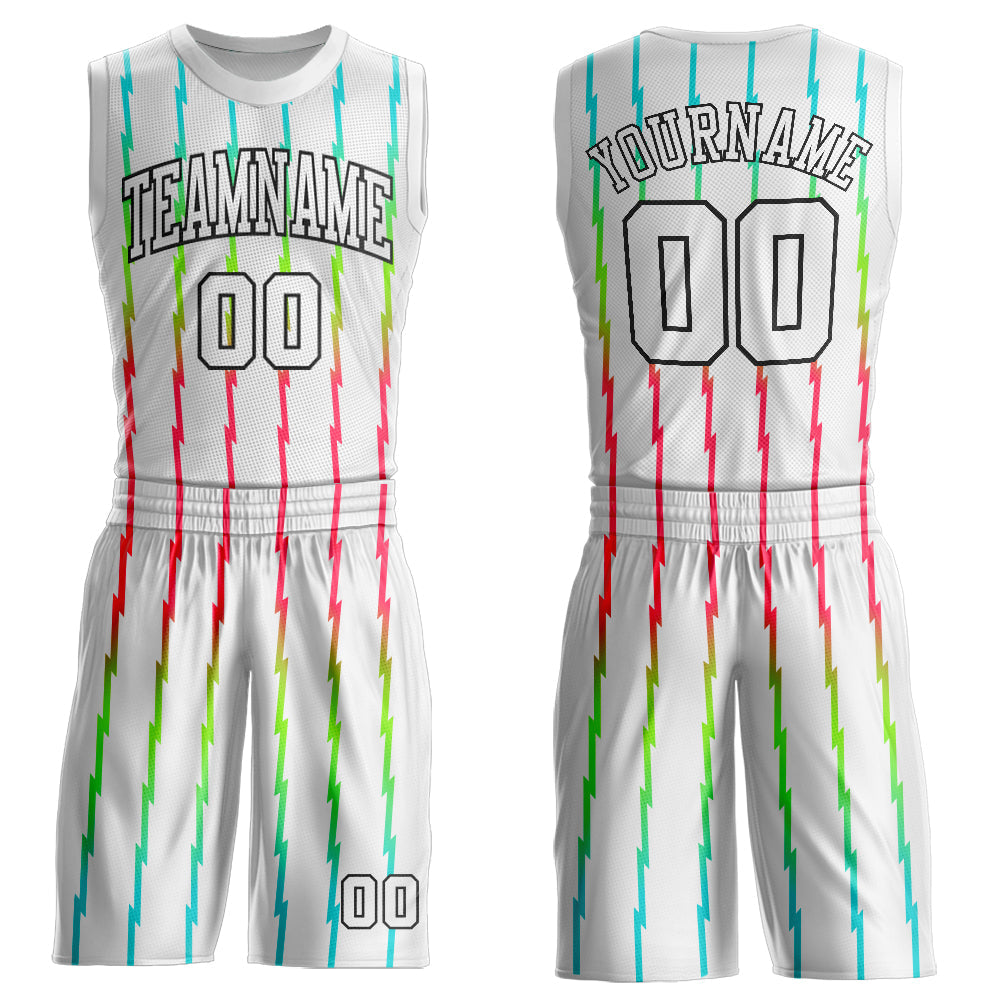 Custom White White-Red Round Neck Sublimation Basketball Suit Jersey