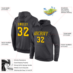 Custom Stitched Anthracite Gold-Black Sports Pullover Sweatshirt Hoodie