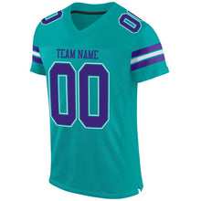 Load image into Gallery viewer, Custom Aqua Purple-White Mesh Authentic Football Jersey
