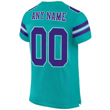 Load image into Gallery viewer, Custom Aqua Purple-White Mesh Authentic Football Jersey
