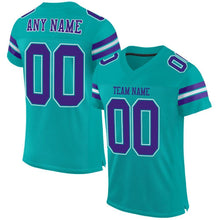 Load image into Gallery viewer, Custom Aqua Purple-White Mesh Authentic Football Jersey
