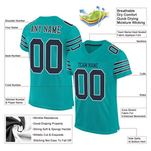 Load image into Gallery viewer, Custom Aqua Navy-White Mesh Authentic Football Jersey
