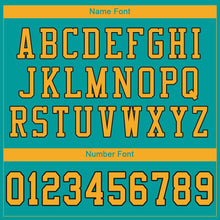 Load image into Gallery viewer, Custom Aqua Gold-Black Mesh Authentic Football Jersey
