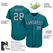 Load image into Gallery viewer, Custom Aqua Gray-Navy Authentic Baseball Jersey
