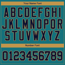 Load image into Gallery viewer, Custom Aqua Navy-Old Gold Authentic Baseball Jersey
