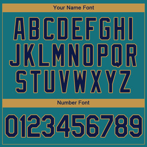 Custom Aqua Navy-Old Gold Authentic Baseball Jersey