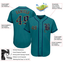 Load image into Gallery viewer, Custom Aqua Navy-Old Gold Authentic Baseball Jersey
