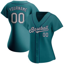 Load image into Gallery viewer, Custom Aqua Gray-Navy Authentic Baseball Jersey
