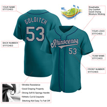 Load image into Gallery viewer, Custom Aqua Gray-Navy Authentic Baseball Jersey
