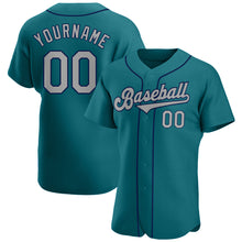 Load image into Gallery viewer, Custom Aqua Gray-Navy Authentic Baseball Jersey
