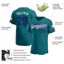 Load image into Gallery viewer, Custom Aqua Purple-White Authentic Baseball Jersey
