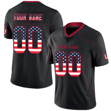 Load image into Gallery viewer, Custom Lights Out Black Cardinal-Navy USA Flag Fashion Football Jersey
