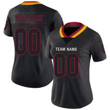 Load image into Gallery viewer, Custom Lights Out Black Cardinal-Gold Football Jersey
