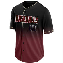 Load image into Gallery viewer, Custom Crimson Black-White Fade Baseball Jersey
