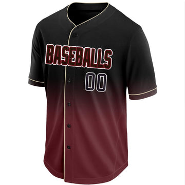 Custom Crimson Black-White Fade Baseball Jersey