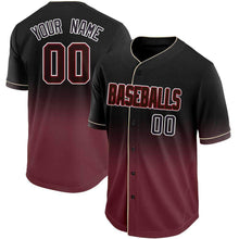 Load image into Gallery viewer, Custom Crimson Black-White Fade Baseball Jersey
