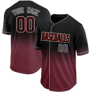 Custom Crimson Black-White Fade Baseball Jersey