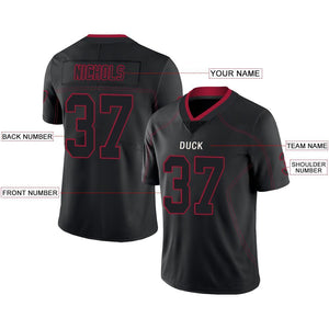 Custom Lights Out Black Red-White Football Jersey