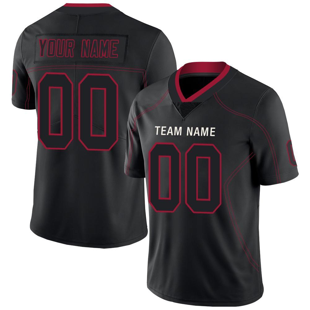 Custom Lights Out Black Red-White Football Jersey