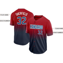 Load image into Gallery viewer, Custom Red Navy-White Fade Baseball Jersey
