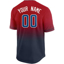 Load image into Gallery viewer, Custom Red Navy-White Fade Baseball Jersey

