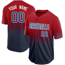 Load image into Gallery viewer, Custom Red Navy-White Fade Baseball Jersey
