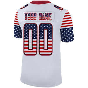 Custom White Red-Black USA Flag Fashion Football Jersey