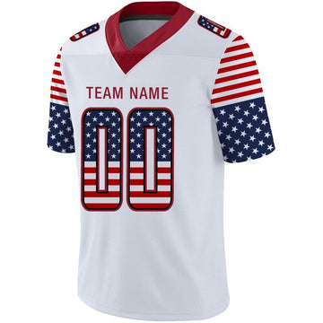 Custom White Red-Black USA Flag Fashion Football Jersey