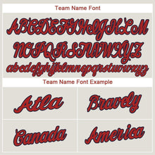 Load image into Gallery viewer, Custom Cream Red-Navy Baseball Jersey
